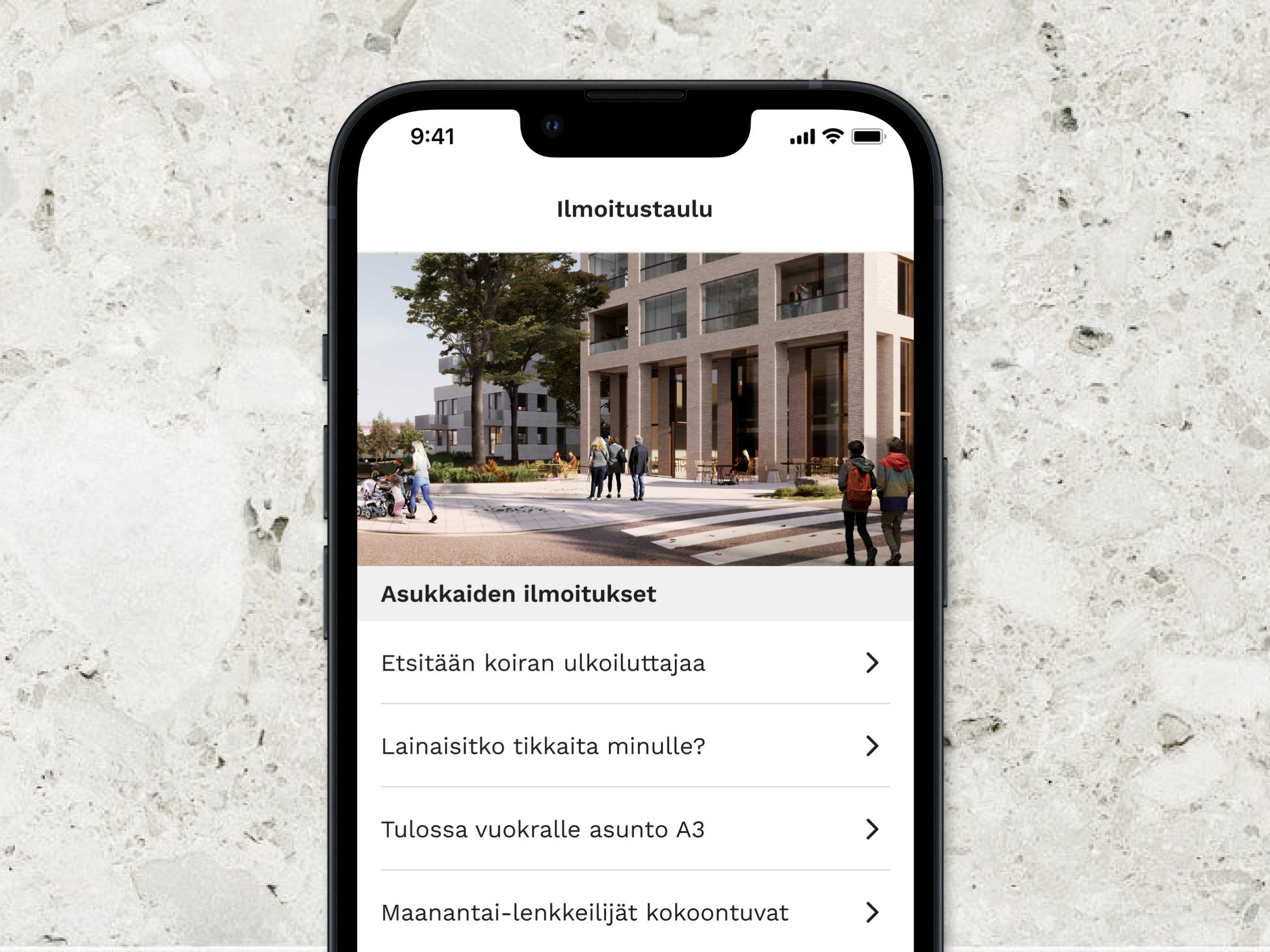 Asukkaiden yhteisöllisyys toteutuu digitaalisella ilmoitustaululla