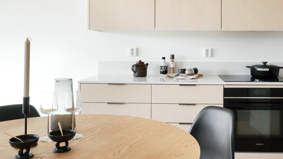 The kitchen in Meander in the Wood style.