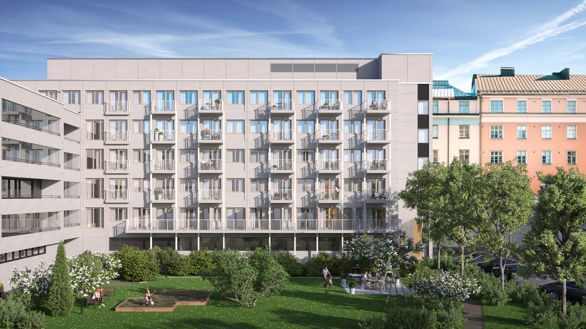 76&Piha julkisivu sisäpihan puolelta